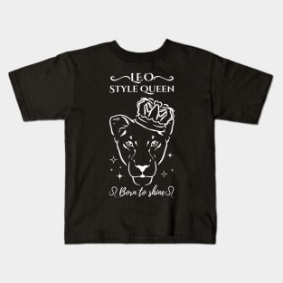 Funny Leo Zodiac Sign - Leo Style Queen, born to shine - Black Kids T-Shirt